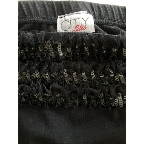 Vintage 90s Y2k Black Square Neck Girly Mesh Ruffle Sequin Cropped Cami S/M - Picture 5 of 5